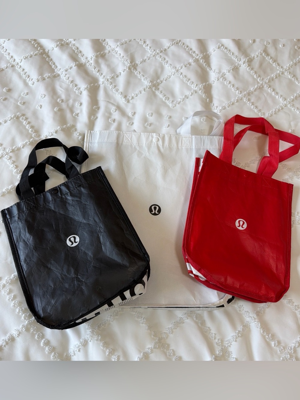 Lululemon Reusable Shopping Gift Bag Set 2 Sm 1 Lg Yoga Lunch Totes Motivational